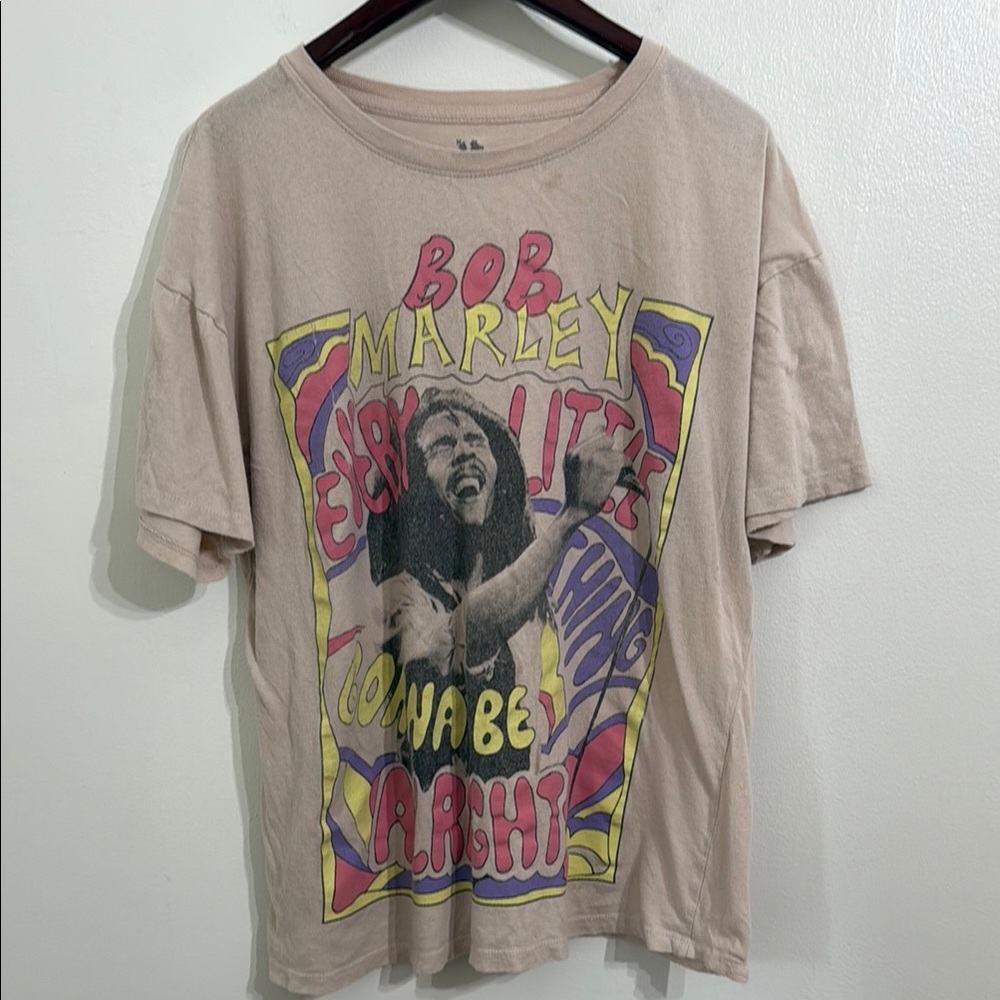 BOB MARLEY Graphic Shirt Womens Large/XL Stained Grunge Reggae Boho Ladies